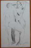 Lili Pancu, Nud, carbune, semnat, Impresionism