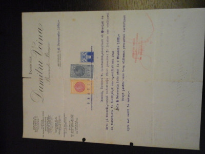 Certificat practica Fabricele Dumitru Voina - 21 februarie 1934 - cu timbre foto