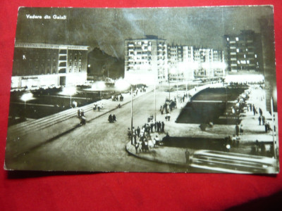 Ilustrata - Vedere din Galati- noaptea RPR circulat 1963 foto