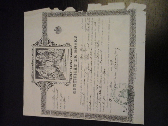 Certificat de Botez - 17 mai 1909