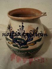 Oala lut 1903 , ceramica , Transilvania ,superba foto