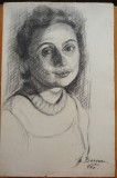 Minica Borsaru , Portret de fata , 1939 , 1940 , carbune , 2 lucrari, Portrete, Realism