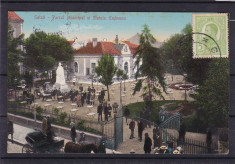 GALATI PARCUL MUNICIPAL SI STATUIA MIHAI EMINESCU TCV CIRCULATA 1914 foto