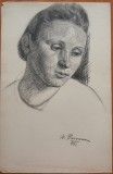 Cumpara ieftin Minica Borsaru , 2 portrete , 1941 , carbune , 2 lucrari, Realism
