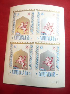 Bloc Vignete Romania- Expozitia Nationala&amp;#039;66 ,numerotata ,fond argintiu foto