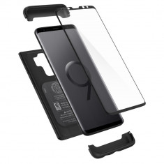 Husa Premium Originala Spigen 360 Grade Thin Fit Samsung Galaxy S9+ Plus Cu Folie Sticla Curbata Inclusa ,negru foto