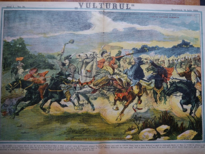 Ziarul Vulturul , nr. 34 din 1906 , cromolitografie mare ; Lupta dela Valea Alba