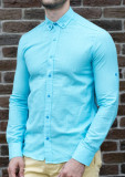 Camasa bleu turquaz - camasa slim - camasa barbati - camasa de ocazie, M, XL, Maneca lunga