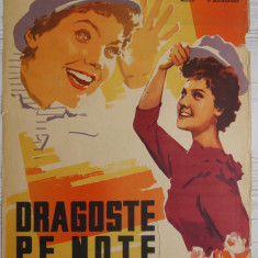 Afisul filmului sovietic , Dragoste pe note , Kiev , anii 60 , afis dupa desen