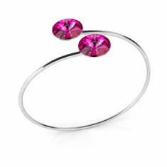 Bratara argint, Bratara Swarovski Double Rivoli Fuchsia 12mm + CADOU Laveta pentru curatat bijuteriile din argint foto