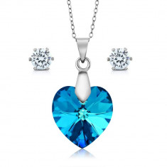 Set bijuterii argint Ocean cu cristale SWAROVSKI CRYSTALS + CADOU Laveta pentru curatat bijuteriile din argint foto