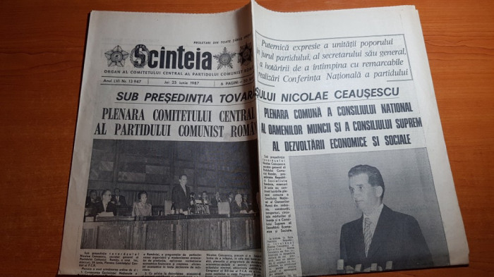 ziarul scanteia 25 iunie 1987-cuvantarea lui ceausescu