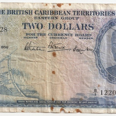CARAIBE BRITISH CARIBBEAN TERRITORIES EASTERN GROUP 2 DOLLARS 1950 U
