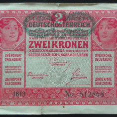 Bancnota istorica 2 COROANE - AUSTRO-UNGARIA (AUSTRIA), anul 1917 * cod 538