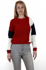 E776-3 Pulover casual in trei culori din material tricotat foto