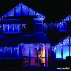 Instalatii 24m perdea franjurata turturi LED Decoratiuni Craciun 600 LED albastr foto