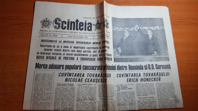 ziarul scanteia 30 octombrie 1987-ceausescu cu presdintele german prin capitala foto