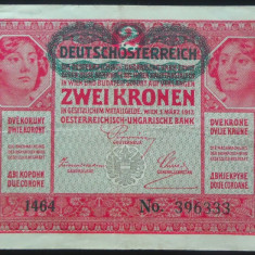 Bancnota istorica 2 COROANE - AUSTRO-UNGARIA (AUSTRIA), anul 1917 * cod 578