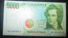 Italia : 5000 lire 1985 . UNC ( bancnota necirculata ) foto