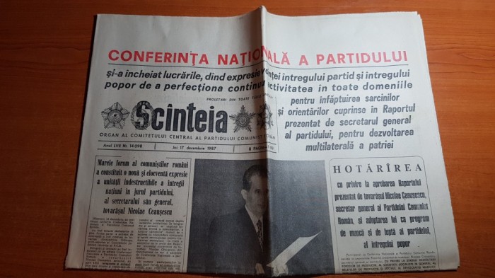 scanteia 17 decembrie 1987-cuvantara lui ceausescu la conferinta partidului