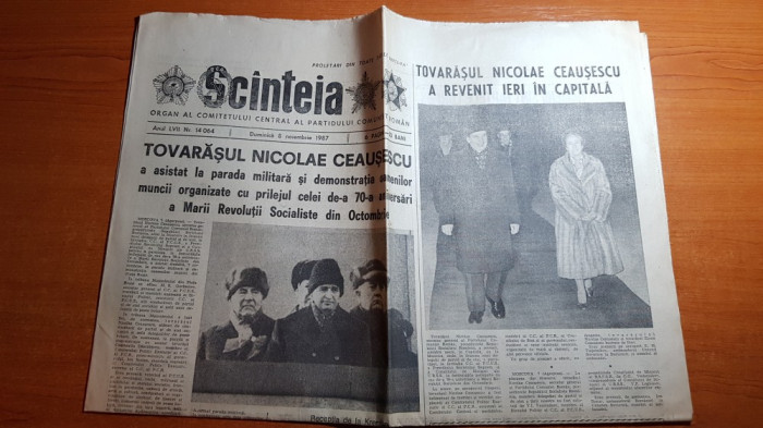 ziarul scanteia 8 noiembrie 1987-a 70-a aniversara a revolutiei din octombrie