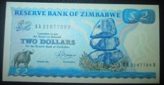 Zimbabwe : 2 dolari 1983 . UNC ( bancnota necirculata ) foto