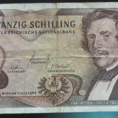 Bancnota 20 SCHILLING - AUSTRIA, anul 1967 *cod 127 B