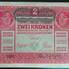 Bancnota istorica 2 COROANE - AUSTRO-UNGARIA (AUSTRIA), anul 1917 *cod 485