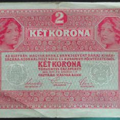 Bancnota istorica 2 COROANE - AUSTRO-UNGARIA (AUSTRIA), anul 1917 *cod 180