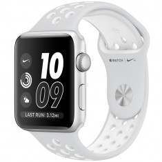 Smartwatch Watch 2 Nike+ Aluminiu Argintiu 42mm Si Curea Silicon Alba Alb foto