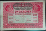 Bancnota istorica 2 COROANE - AUSTRO-UNGARIA (AUSTRIA), anul 1917 *cod 187