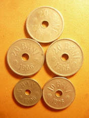 6 Monede :20Bani 1905 ,20Bani 1906 cu J si fara J ,10Bani 1906 cu J ,5Bani 1906 foto