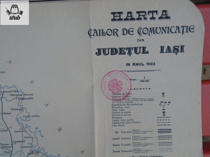 Harta cailor de comunicatie din judetul Iasi - 1903