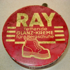 Ray-Cutie veche interbelica crema stralucitoare grasa pt. ghete munte germana.