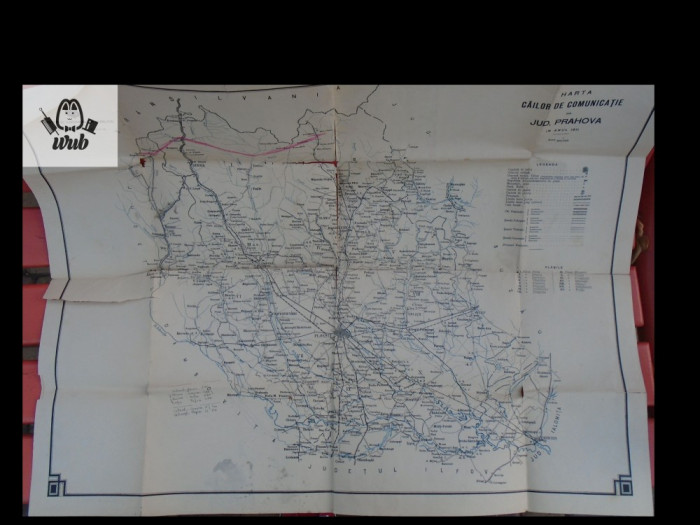 Harta cailor de comunicatie din judetul Prahova - 1911