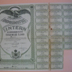 Imprumutul intern de consolidare 1935 (lot 3 titluri, 1000, 2000, 5000 lei)
