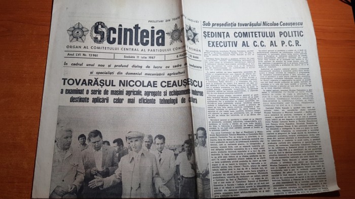 ziarul scanteia 11 iulie 1987- sedinta comitetului politic executiv al CC al PCR
