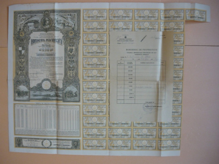 (2)Imprumutul reintregirii - titlu de 10000 lei, borderou de proprietate - 1941