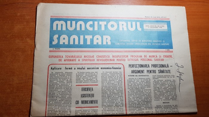 muncitorul sanitar 17 decembrie 1988-art. despre spitalul orasanesc din borsa