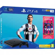 Consola Sony Playstation 4 Slim 1Tb Jet Black + Fifa 19 + Extra Controller Dualshock 4 V2 + Ps Plus 14 Zile foto