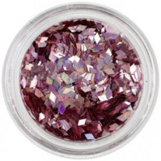 Decoratiuni nail art - confetti diamant roz cu aspect invechit, holograma foto