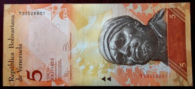 Venezuela 5 Bolivares 19 august 2014 UNC - necirculata ** foto