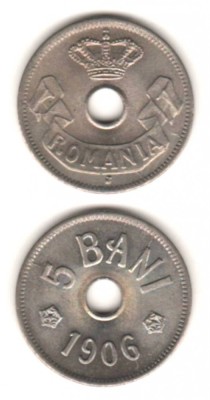 SV * Romania 5 BANI 1906 J * Jubileu 40 Ani de Domnie Carol I UNC + foto