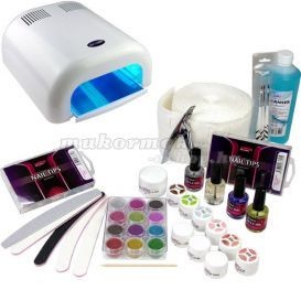 Kit unghii cu gel, lampă UV albă 36W - sistem în trei faze Kit unghii cu gel, lampă UV albă 36W - sistem în trei faze
