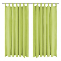 Draperii micro-satin cu bride, 2 buc, 140 x 225 cm, verde foto