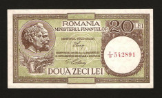20 Lei 1947 - 1950 , AUNC , Luca / Ciobanu , fil. RPR orizontal. Fil 36 foto