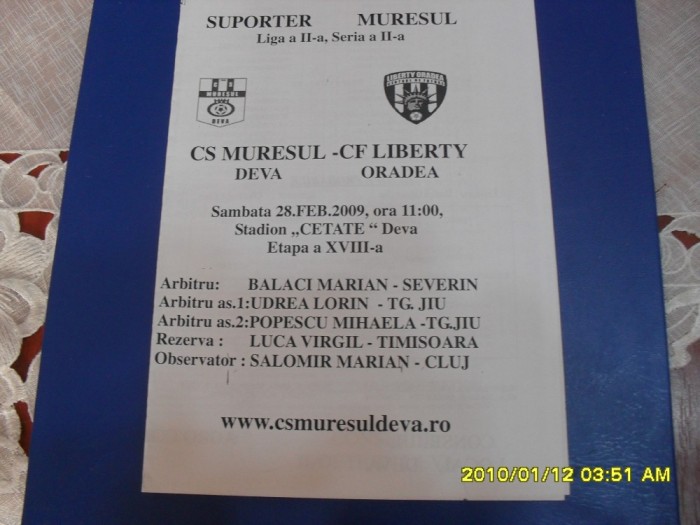 program Muresul Deva - Liberty Oradea