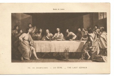 (A) carte postala(ilustrata)-FRANTA-Muzeul din Luvru-Champaigne- Cina foto