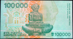 Bancnota 100000 DINARI - CROATIA, anul 1993 * Cod 795 --- UNC! foto