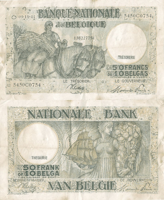 1944 (9 XI), 50 francs (P-106a.25) - Belgia